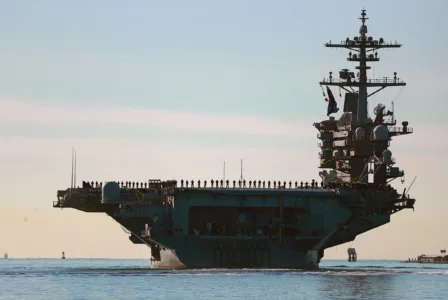 New aircraft carrier heads toward Mideast